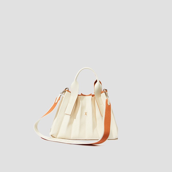 Lucky Pleats Canvas Tote S Ivory_Cream