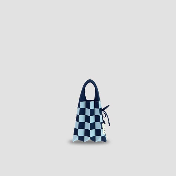 Lucky Pleats Knit Mini Cross Checkmate Chess Navy