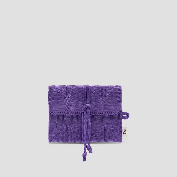 Lucky Pleats Knit Card Wallet Grape