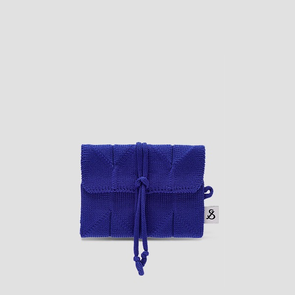 Lucky Pleats Knit Card Wallet Royal Blue