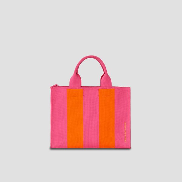 LPK Lattice Knit Tote Bag M Stripe Orange on Pink
