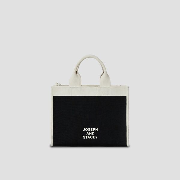 LPK Lattice Knit Tote Bag M Frame White on Black