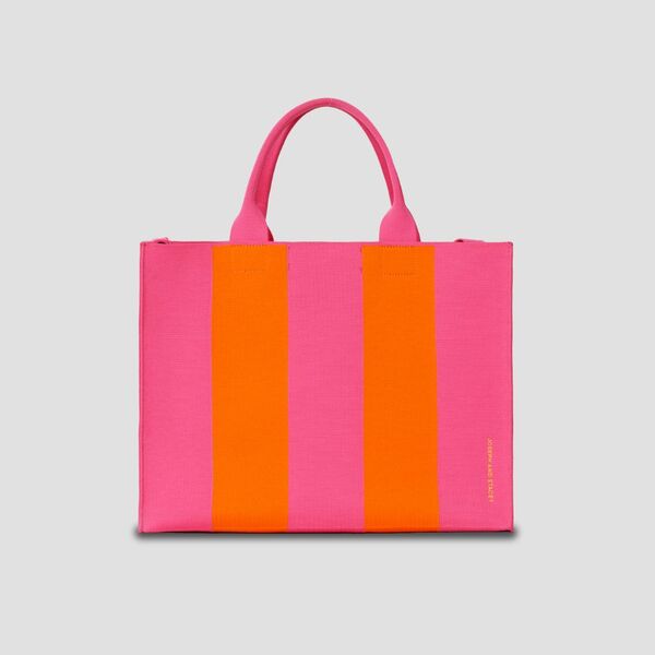 LPK Lattice Knit Tote Bag L Stripe Orange on Pink