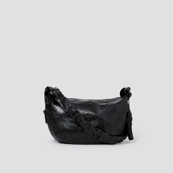 Daily Shirring Bag M_Vegan Leather Roast Black