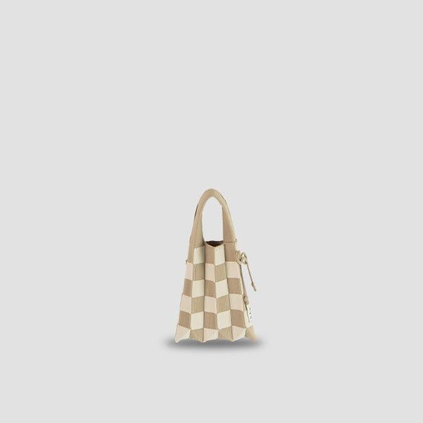 Lucky Pleats Knit Mini Cross Checkmate Chess Beige